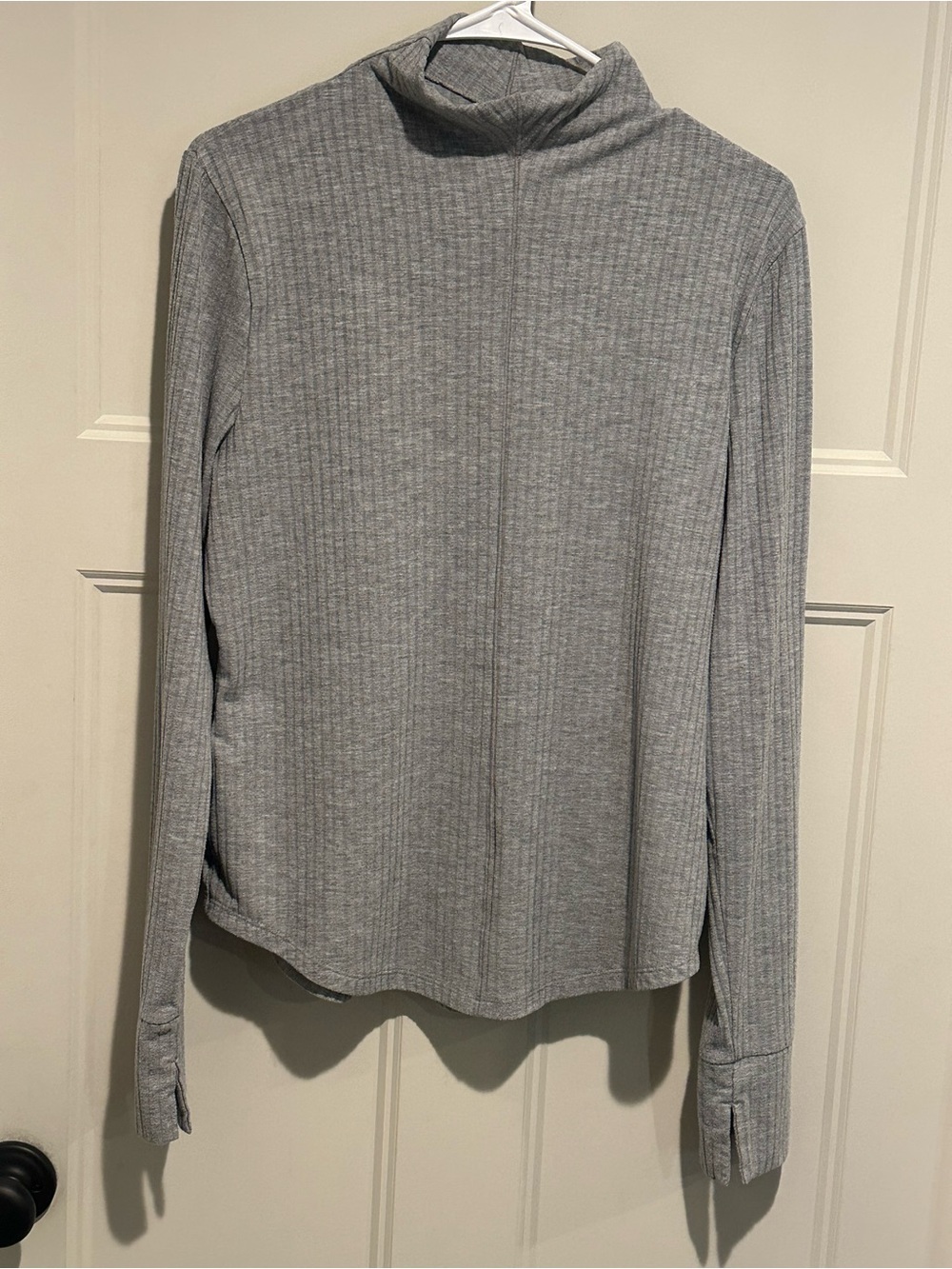 Madewell MWL Light Gray Ribbed Mockneck Long Sleeve Top - XL